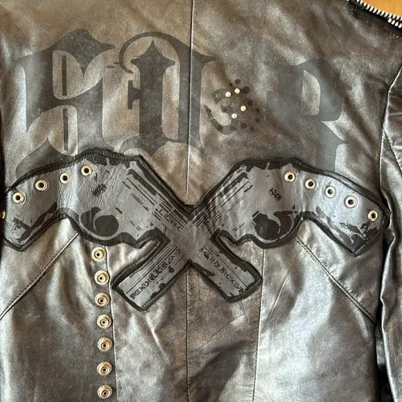 One of a kind 3/4 length leather biker jacket